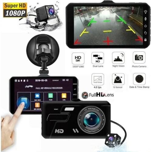 4 Inch Car DVR 1080P HD Dual Lens Dash Cam Front and Rear Camera Video Recorder Night Vision Car DVRS DashCam Camcorder