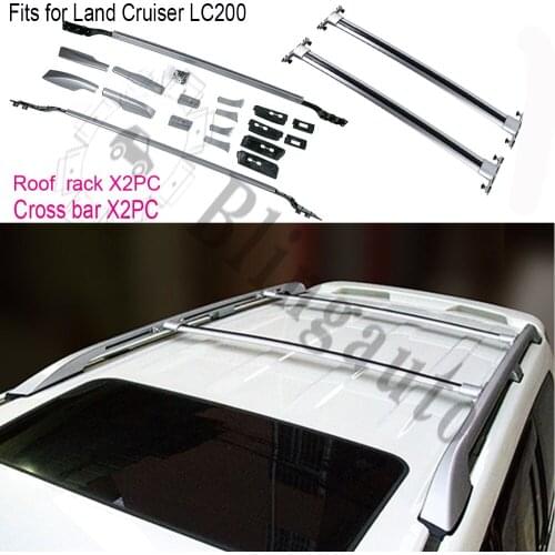Roof rack cross bar for -Toyota Land Cruiser LC200 2008-2019 luggage rails baggage racks silver aluminium alloy 4PCS