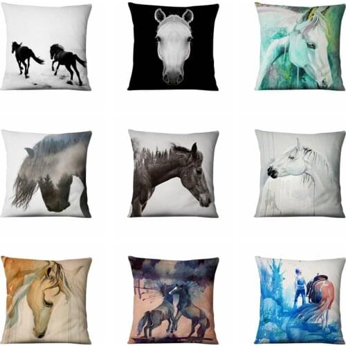 Super Velvet Horse Pillowcase Home Pillow Decoration Steed Anim Art Cushion Decorative Pillow Home Decor Sofa Throw Pillow 17*17