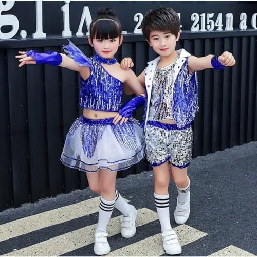 Children Jazz Dance Clothes with Wristbands Modern Dance Ballroom Costume Jazz Suit for Primary School kindergarten Kids