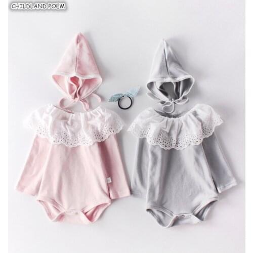 Baby Girl Boy Clothes Newborn Baby Romper Girl 100% Cotton Long Sleeve Infant Baby Clothes With Hat Lace Baby Jumpsuit For Girl