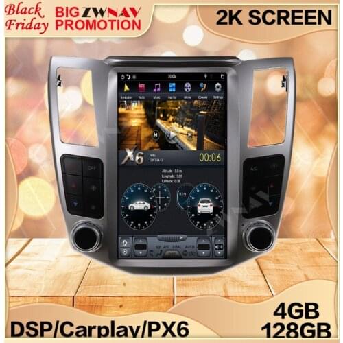 4+128G Tesla Carplay Screen For 2004 2005 2006 2007 Lexus RX300 RX330 RX350 RX400H RX450 Android Player GPS Audio Radio Stereo