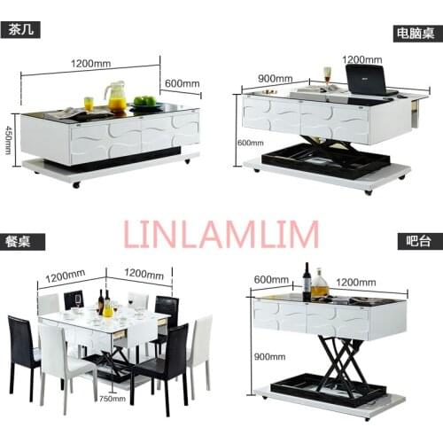 Electric multifunction foldable Coffee Table Living Room liftable and lowerable minimalist rectangle mesas centro dining table