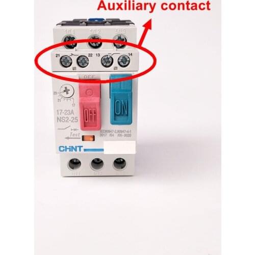 CHINT NS2-25 17-23A Manual Motor Starter with NS2-AE11 Auxiliary Contact