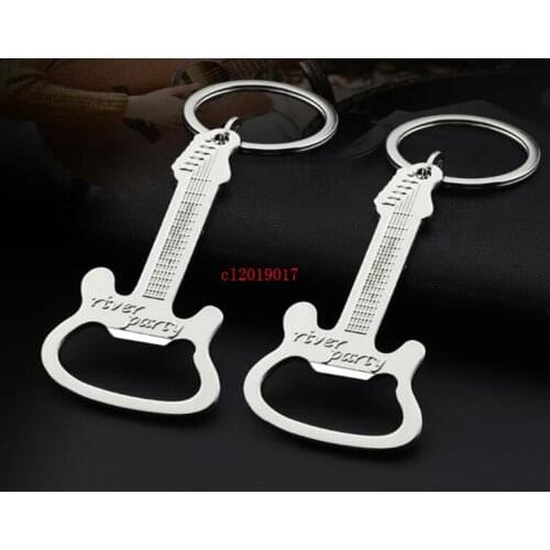 Metal music guitar bottle opener key chain creative and practical gifts