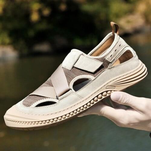 Genuine Leather Men Shoes Summer New Mens Sandals Men Sandals Fashion Breathable Beach Casual Shoe