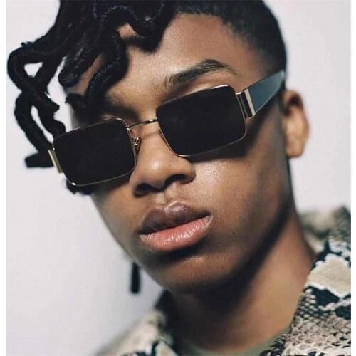 Feishini 2021 Retro Steampunk Sunglasses Men Polarized Brand Designer Driver Safety Outdoor Eyewear Rectangle UV Protection