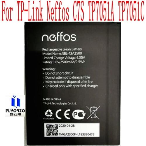 New High Quality 2500mAh NBL-43A2500 Battery For TP-Link Neffos C7S TP7051A TP7051C Mobile Phone