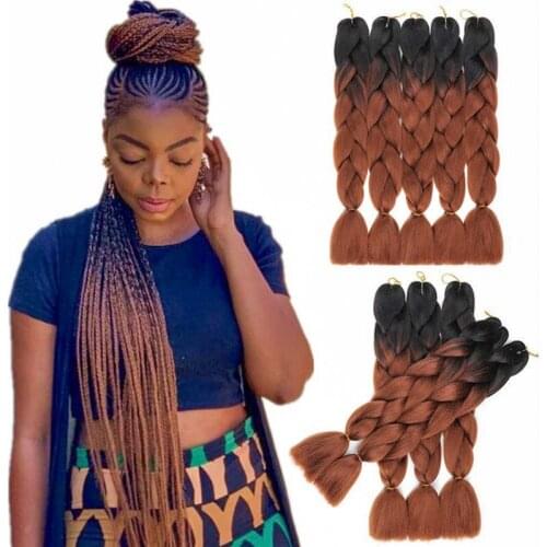Lelinta 24Inch Colored Hair Jumbo Braiding Hair Three Tone Kanekalon Synthetic Fiber for Twist Braiding Hair