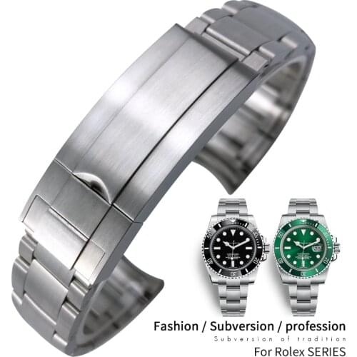 20mm Hight Quality 904L Stainless Steel Curved End Watchband Fit for Role Submariner Watch Strap Accessories Folding Buckle Tool