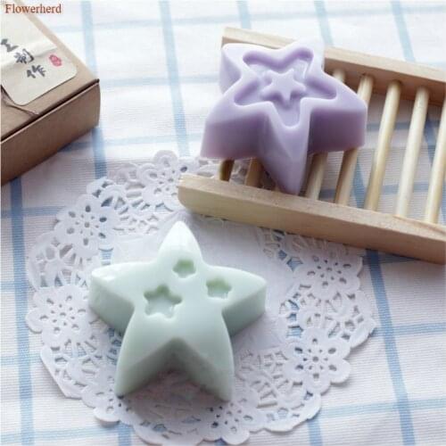 3d Silicone Soap Making Supplies 6 Cavities Stars Shape Silicone Soap Molds DIY Fondant Cake Chocolate Mold Handmade Paster Mold