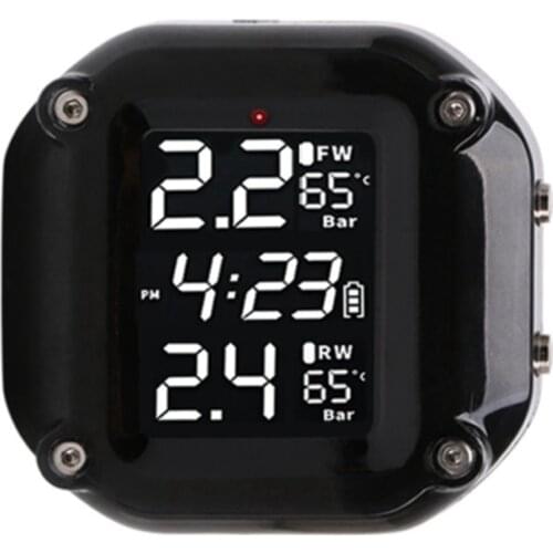 Motorcycle Tire Pressure Monitor System Moto TPMS Auto Bike Tyre Alarm LCD Real Time Monitor for Two-Wheeled Motorcycle