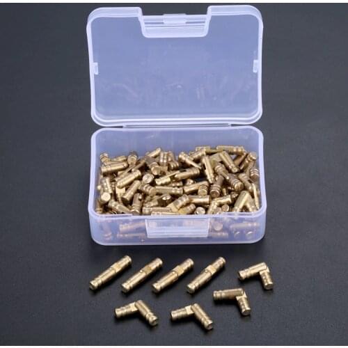 DRELD 100pcs Brass Concealed Barrel Hinges Jewelry Wood Boxes Cabinet Hidden Invisible Furniture Hinge 4*20mm with Storage Box