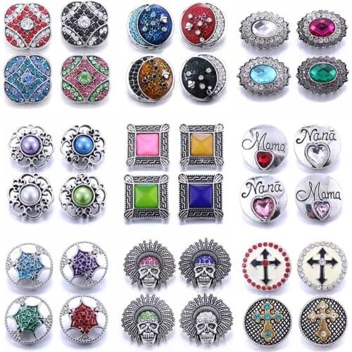 Mix 10pcs/lot Wholesale Snap Button Jewelry Metal 18mm Snap Button with 20mm 18mm Snap Bracelets Bangles For Women Snap Jewelry
