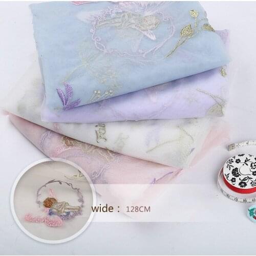 Three-dimensional embroidered fabric flower fairy multicolor embroidered children princess dress lace fabric