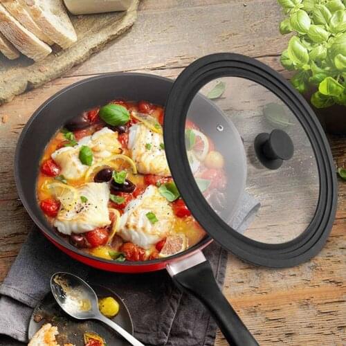 Universal Lid for Pots Pans and Skillets - Tempered Glass with Heat Resistant Silicone Rim Fits 10.5", 11" and 12" Diameter