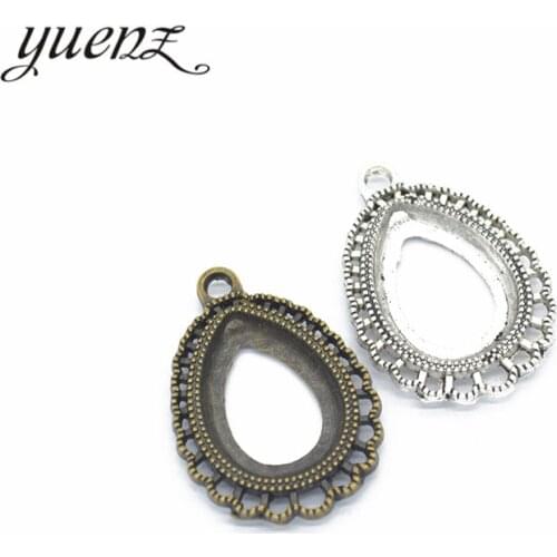 YuenZ 8pcs 2 Colors Necklace Pendant Setting Cabochon Base Tray Bezel Blank Fit 18*13mm Water drople Cabochon Jewelry Making C16
