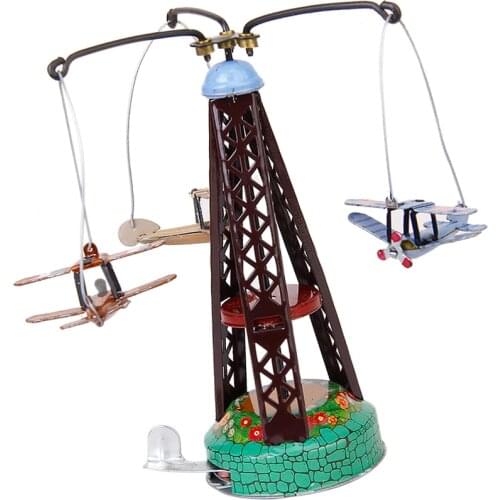 Retro Vintage Wind-up Rotated Airplane Clockwork Tin Toy Classic Party Favor