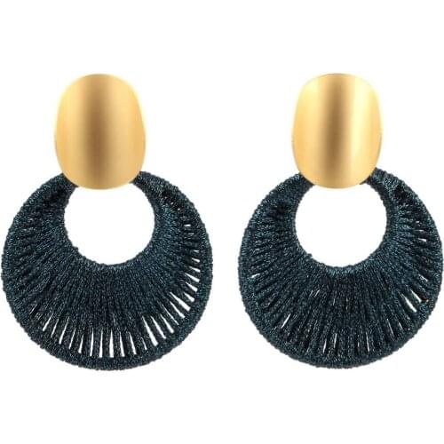 Gold Color Metal Rope Braided Vintage Weave Pendant Dangle Earrings for Women Florate Brand Charm Handmade Party Drop Earrings