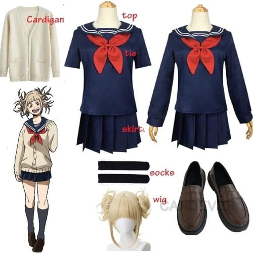 My Hero Academia Anime Cosplay Boku no Hero Academia Himiko Toga JK Uniform Women Sailor Suits with Sweaters Cosplay Costume