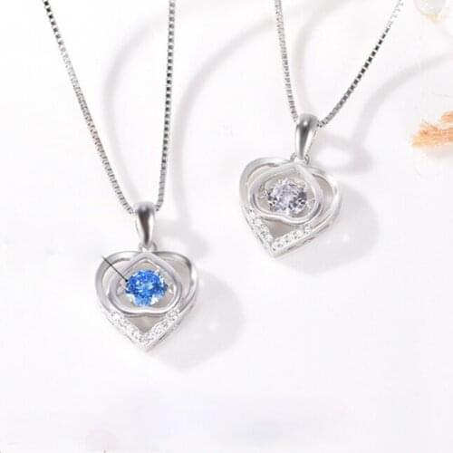 Pure silver heart-shaped pendant necklace womens S925 silver Korean version with your short necklace in mind