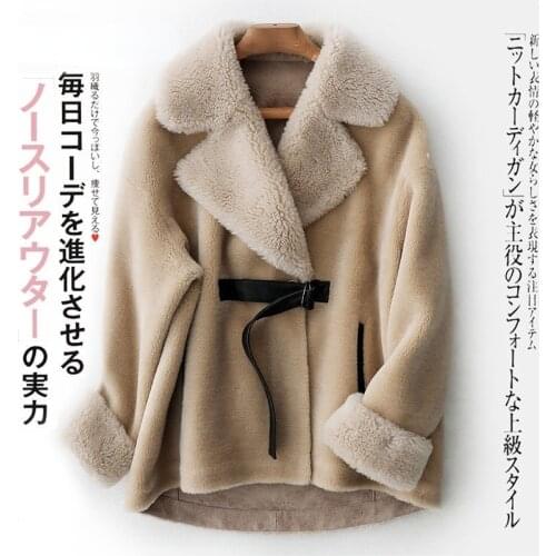 Winter Women High Quality Coat Luxury Lamb Wool Jacket Loose Turndown Collar OverCoat Thick Warm Female Sheep Shearing Coat Y884