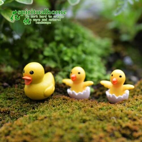 ZOCDOU 3 Pieces Yellow Duck Quacker Israel Turkey Garden Model Small Statue Figurine Crafts Figure Ornament Miniatures Decor
