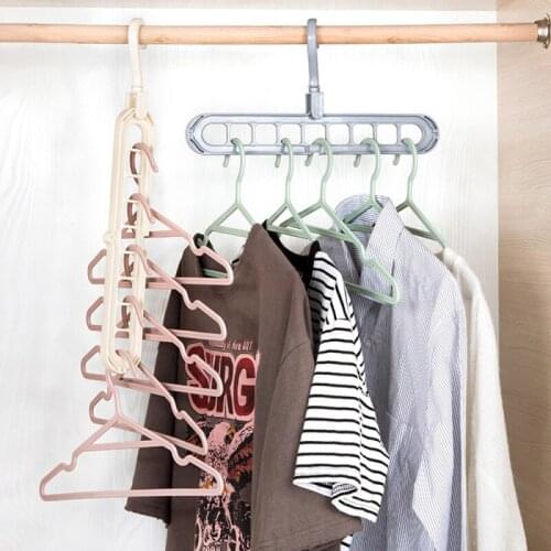 1PC 9Hole Hook Hanger Storage Rotate Folding Clothes Hanger Drying Clothes Folding Storage Wardrobe Storage Rack Dropship