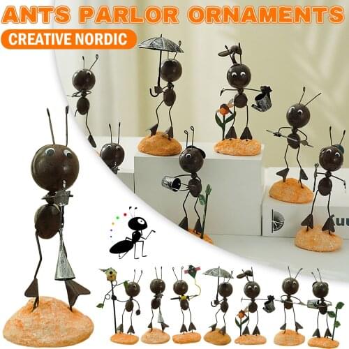 1pc Wooden Ant Figurine Elegant Statue Home Ornament Cartoon Model Table Decoration Craft Home And Garden Decoration Modern