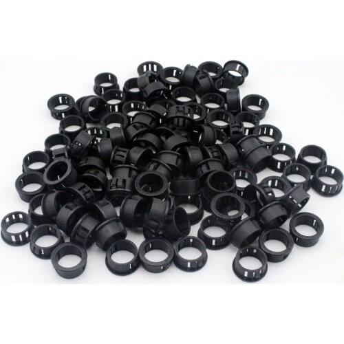 100 Pcs 19mm x 14.3mm Black Cable Hose Harness Protective Snap Bushing