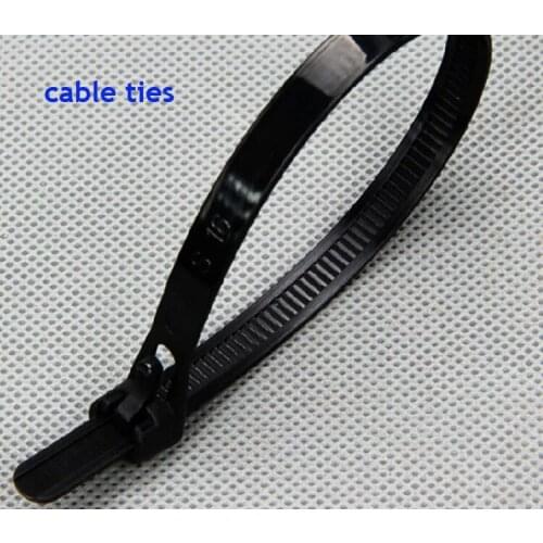 100pcs 8*300 Releasable Black Plastic Nylon Cable Ties Wire Tie plastic strap Zip Ties for Computer Wire Management