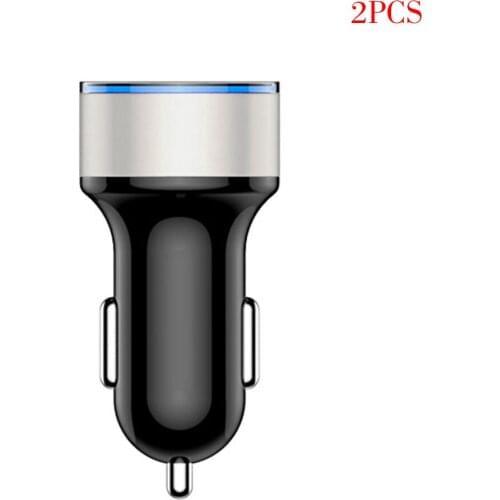 2 Pieces Car Charger 5V 3.1A Quick Charge Dual USB Port LED Display Voltmeter Phone Charging Adapter, Black, Silver