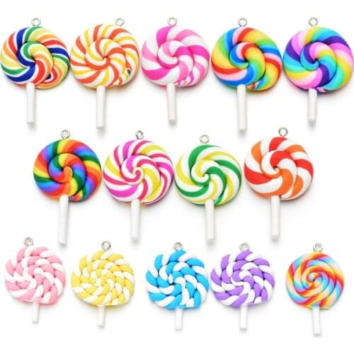 3pcs/Lot Cute Lollipop Charms Pendants For Handmade Decoration Bracelets Necklace Earring Key Chain Jewelry Making Lucky Charm