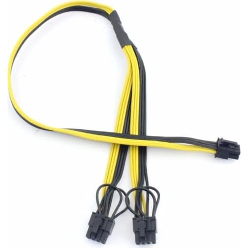 30cm 18AWG PCI-E 6pin to Dual 6+2-pin (6-pin/8-pin) Power Splitter Cable Graphics Card PCIE PCI Express 6Pin to 8Pin Power Cable