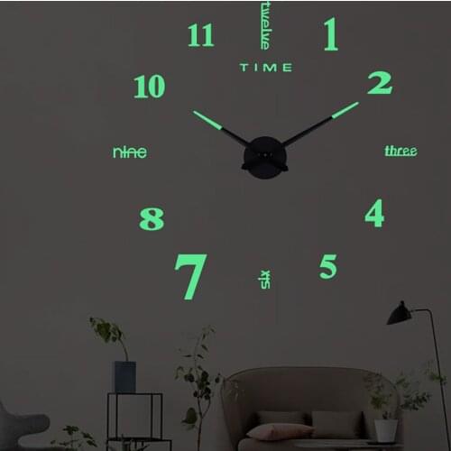 3D Wall Clock Watch Clocks Shine Luminousdiy Mirror Stickers Living Room High Quality Quartz Needle Horloge