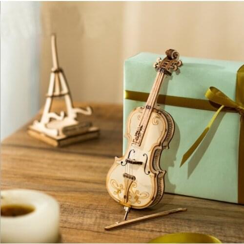 3D three-dimensional puzzle wooden musical instrument model decompression DIY hand-assembled birthday gift toy for children