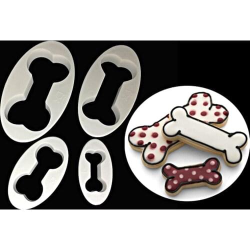 4pcs Plastic Cookie Biscuits Cutter Dog Bone Shape Cookie Mold Fondant Cake Decorating Tools Pastry Baking Kitchen Tools