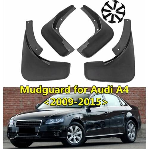 4pcs PP Car Tire Fender Flare Wheel Arch Protector Flexible Mud Flaps Muguard For Audi- A4 B8 2009 2010 2011 2012 2013 2014 2015