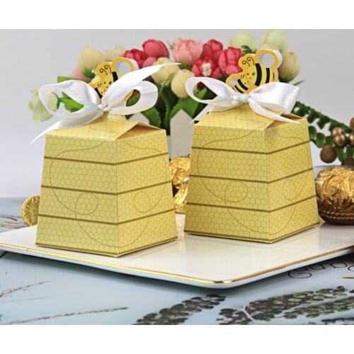 50Pcs Candy Boxes Creative Reusable Paper Lovely Cartoon Bee Gift Bags Packaging for Gifts Wedding Birthday Festival