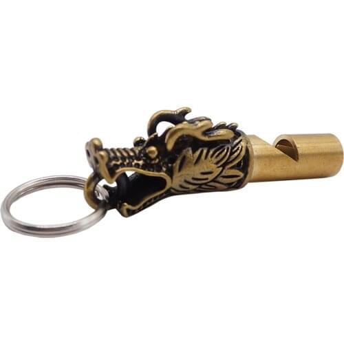 Car Key Chain Accessories Keychain Key Ring Pendant Decoration Part Vintage Brass Dragon Head Whistle Gift For Husband Boy Fried