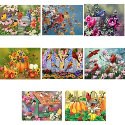 5D Diamond Painting Flower and Bird Series DIY Full Round Drill Diamond Painting Home Decoration Gift Hanging Painting 40x30cm