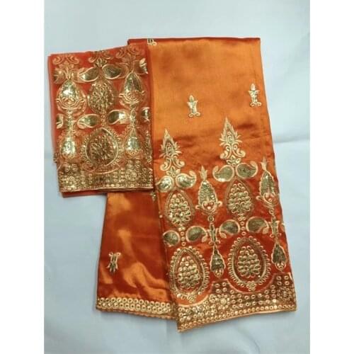 Free shipping 5yards/pc wonderful gold sequins embroidered African george lace fabric in black gold for party dress orange white