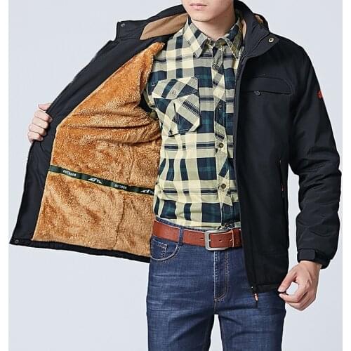 Free shipping 2018 New arrival Winter velvet hooded jacket coat warm thick veste Manteau roupas masculinas middle age men outfit