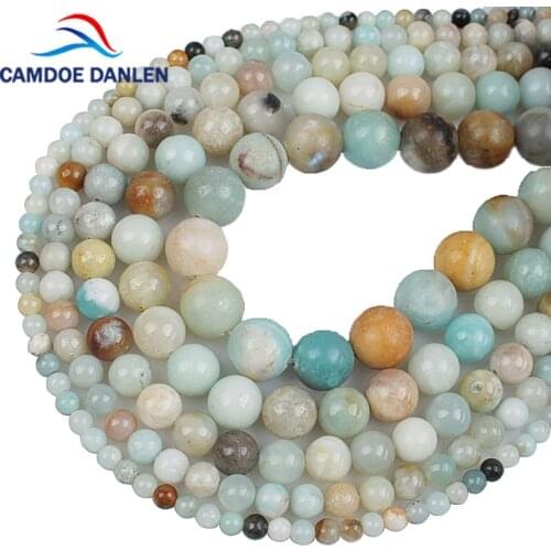 Beads Natural Stone Amazonite Mixed Color Round Shape Beads 4/6/8/10/12/14mm Diy Bracelet Necklace Women For Jewelry Making