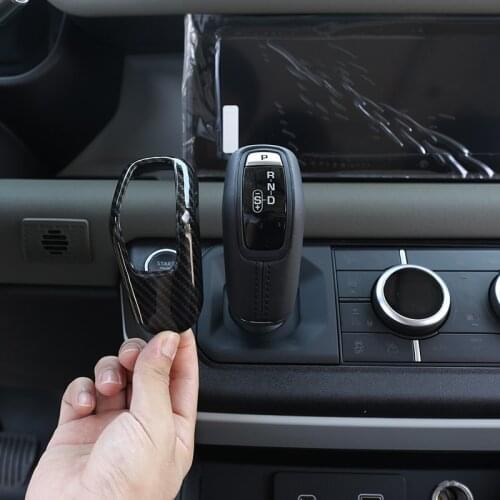 For Land Rover Defender 110 130 2020-21 ABS Carbon Fiber Texture/Silver Car Gear Shift Head Cover Trim Stickers Car Accessories