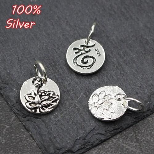 Elegant Lotus Pattern Charms Accessories 925 Sterling Silver Charm Pendant Fit Bracelet Earring DIY Jewelry Making Materials