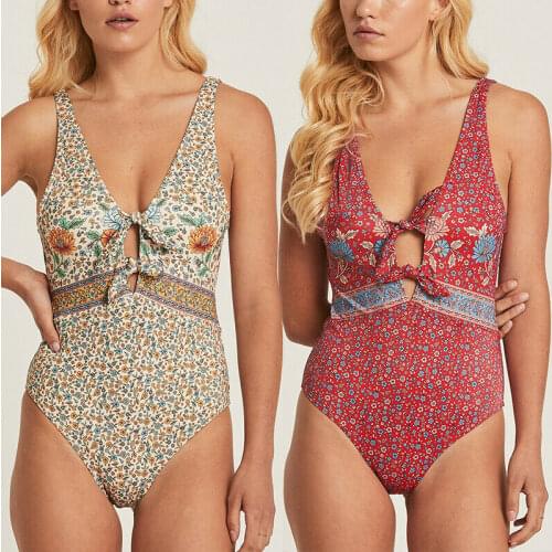 Brand New 2019 Women Sexy Bandage Print V-neck Backless Cut Out One Piece Bikini Monokini Push Up Padded Bra Swimwear Swimsuit
