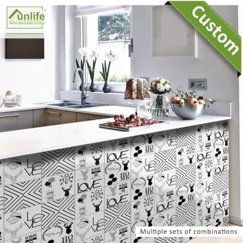 Funlife Bathroom Decor Nordic Element Tile stickers Wall Decals Home Kitchen Decoration Waterproof Wallpaper Wall Stickers TS064