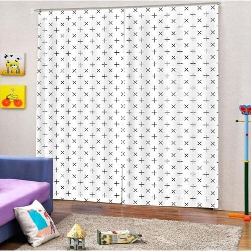 Geometric Plus Signs Design Digital print window Curtains for Living room bedroom blackout Curtains
