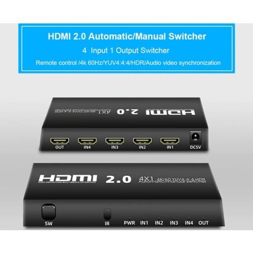HDMI Switcher 2.0 Four-In And One-Out High-Definition Switcher Automatic Manual Switch 4k High-Definition Hdmi Switcher